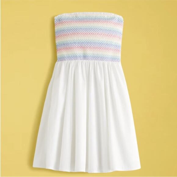 NEW ABERCROMBIE FITCH White Rainbow Strapless Straps Tube Tank Top Mini Dress M - Picture 4 of 10